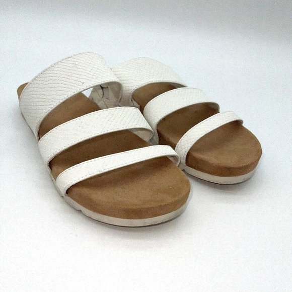 Cliffs by White Mountain Sandals Womens 8 Teona White Strappy Slip On Comfort - Picture 2 of 7